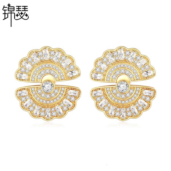 jewelry charm stud shire earrings with 3a zircon inlaid in copper fashion korean version shell shaped style women's and, Golden
jewelry charm stud shire earrings with 3a zircon inlaid in copper fashion korean version shell shaped style women's and, Golden
