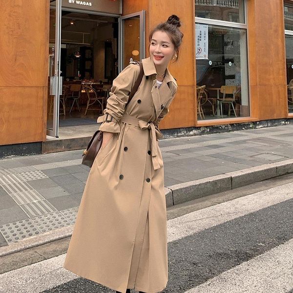 women's trench coats windbreaker women 2021 winter korean coat for england style elegant long with sashes m590, Tan;black
women's trench coats windbreaker women 2021 winter korean coat for england style elegant long with sashes m590, Tan;black
