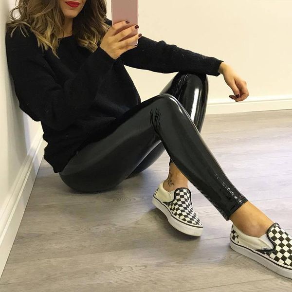 women's leggings fashion glossy leather women pencil pants high stretch waist without cracking slim buttocks push up, Black
women's leggings fashion glossy leather women pencil pants high stretch waist without cracking slim buttocks push up, Black