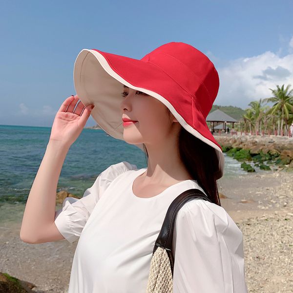 wide brim double fisherman hats female xia web celebrity sun hat cover face sunhat uv protection along the sun hat, Blue;gray
wide brim double fisherman hats female xia web celebrity sun hat cover face sunhat uv protection along the sun hat, Blue;gray