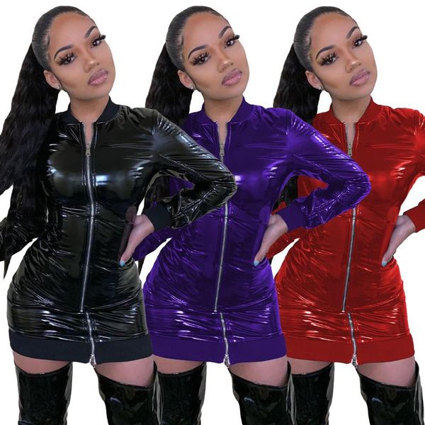 casual dresses 2021 women bodycon skinny pu leather autumn winter high waist long sleeve mini dress with zipper clothing, Black;gray
casual dresses 2021 women bodycon skinny pu leather autumn winter high waist long sleeve mini dress with zipper clothing, Black;gray