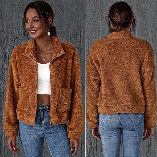 women's wool & blends style autumn and winter solid color lapel pocket fleece warmth soft coat brown, Black
women's wool & blends style autumn and winter solid color lapel pocket fleece warmth soft coat brown, Black