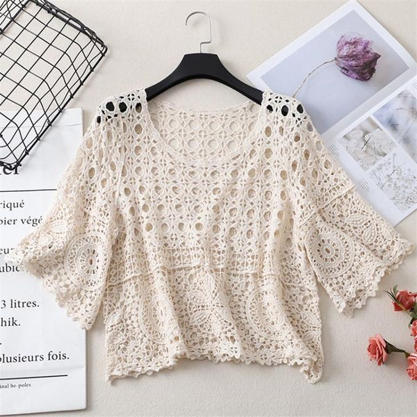 women's blouses & shirts bohemian boho hollow out crochet shirt women short sleeve elegant blouse summer beach pullover crop t, White
women's blouses & shirts bohemian boho hollow out crochet shirt women short sleeve elegant blouse summer beach pullover crop t, White