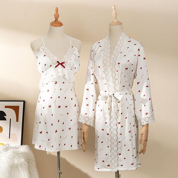 women's sleepwear ice silk satin robe sets 2pcs lace patchwork waistband kimono gown women summer love print thin sweet loungewear, Black;red
women's sleepwear ice silk satin robe sets 2pcs lace patchwork waistband kimono gown women summer love print thin sweet loungewear, Black;red