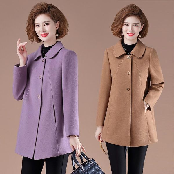 women's wool & blends 2021 mother's noble coat in spring and autumn 40-50-year-old middle-aged elderly lapel, Black
women's wool & blends 2021 mother's noble coat in spring and autumn 40-50-year-old middle-aged elderly lapel, Black
