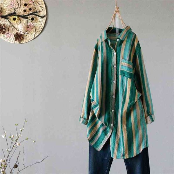 arrival spring women long sleeve loose shirts all-matched casual cotton linen blouse vintage striped ladies s575 210512, White
arrival spring women long sleeve loose shirts all-matched casual cotton linen blouse vintage striped ladies s575 210512, White