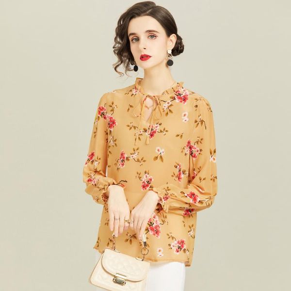 100% silk women's runway shirts ruffled collar long sleeves lace up floral printed fashion pullover blouse camisa blouses &, White
100% silk women's runway shirts ruffled collar long sleeves lace up floral printed fashion pullover blouse camisa blouses &, White