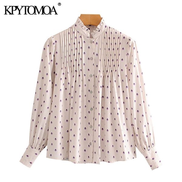 women fashion semi-sheer printed pleated blouses high collar long sleeve female shirts blusas chic 210420, White
women fashion semi-sheer printed pleated blouses high collar long sleeve female shirts blusas chic 210420, White
