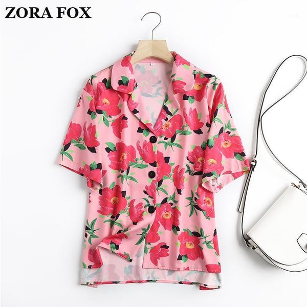women's blouses & shirts zora woman fashion chic blouse with short sleeve turn-down collar floral printing v-neck single breasted women, White
women's blouses & shirts zora woman fashion chic blouse with short sleeve turn-down collar floral printing v-neck single breasted women, White