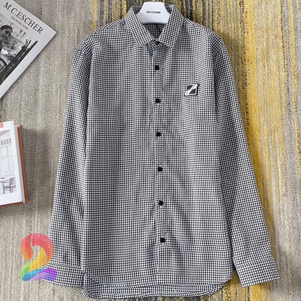 men's casual shirts we11done chest logo design shirt oversize women's welldone plaid long-sleeved, White;black
men's casual shirts we11done chest logo design shirt oversize women's welldone plaid long-sleeved, White;black