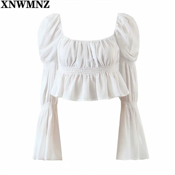 women shirts and blouse vintage square collar cropped blouse chic ruched ropa mujer fashion flare sleeve crop 210520, White
women shirts and blouse vintage square collar cropped blouse chic ruched ropa mujer fashion flare sleeve crop 210520, White