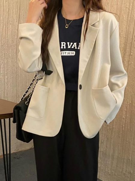 women's sweaters suit coat spring and autumn 2021 net red small man thin fried street temperament casual top, White;black
women's sweaters suit coat spring and autumn 2021 net red small man thin fried street temperament casual top, White;black