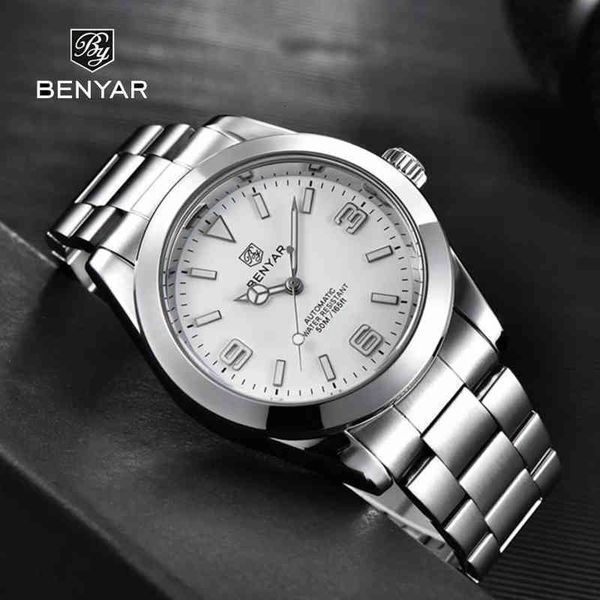 design 2021 new benyar fashion men automatic mechanical watches multifunctional watertight pointer, Slivery;brown
design 2021 new benyar fashion men automatic mechanical watches multifunctional watertight pointer, Slivery;brown