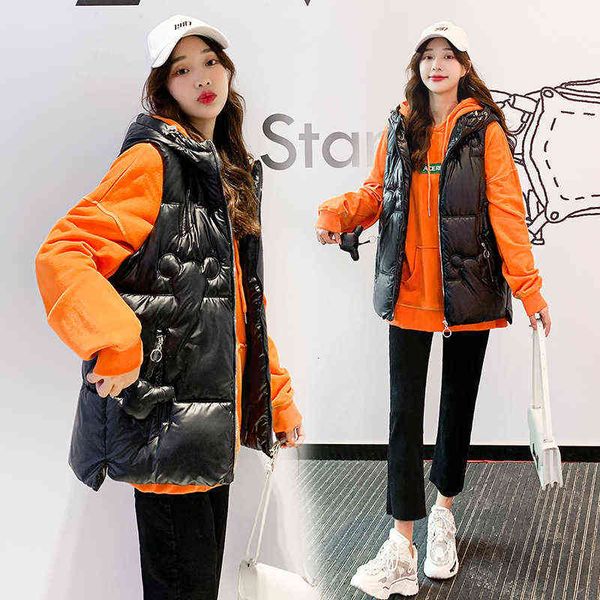 down cotton waistcoat women's 2021 autumn and winter korean version loose pure color bright leather short, Black;white
down cotton waistcoat women's 2021 autumn and winter korean version loose pure color bright leather short, Black;white