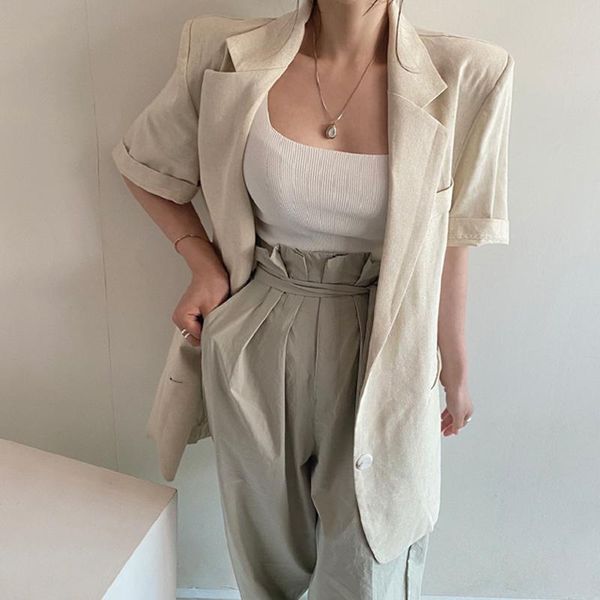 women's suits & blazers office lady vintage short sleeve suit coat with split back women loose ladies casual clothing 8252j, White;black 
women's suits & blazers office lady vintage short sleeve suit coat with split back women loose ladies casual clothing 8252j, White;black