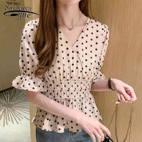 blusas korean vintage v-neck polka dot short sleeve chiffon blouse women elegant slim waist ruffles female 8970 50 210427, White
blusas korean vintage v-neck polka dot short sleeve chiffon blouse women elegant slim waist ruffles female 8970 50 210427, White