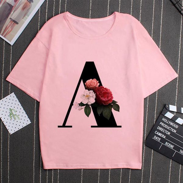 short sleeve flower letter female men t shirts fashion o neck aesthetic casual summer english alphabet printing and women, White;black
short sleeve flower letter female men t shirts fashion o neck aesthetic casual summer english alphabet printing and women, White;black