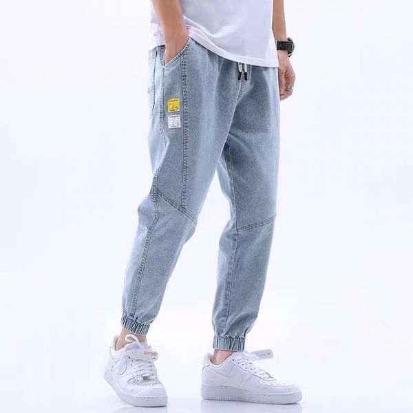men's jeans light-colored nine-point korean version of the trend loose tide brand elastic waist tooling pants harlan tr, Blue
men's jeans light-colored nine-point korean version of the trend loose tide brand elastic waist tooling pants harlan tr, Blue