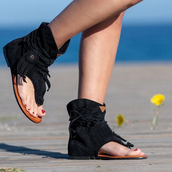 women sandals ladies summer fashion casual retro bohemian tassel roman comfortable soft beach shoes boots plus size, Black
women sandals ladies summer fashion casual retro bohemian tassel roman comfortable soft beach shoes boots plus size, Black