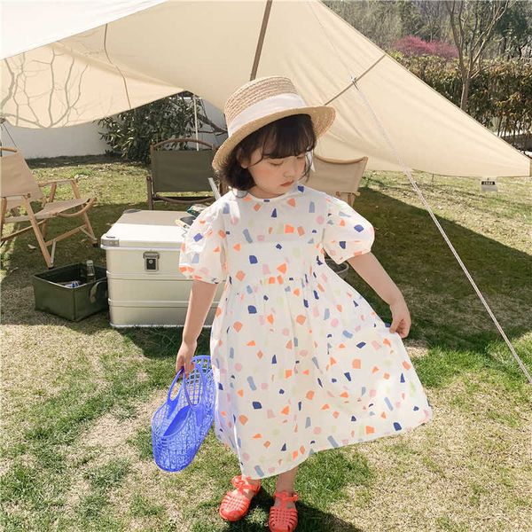 summer girls geometric printing short sleeve long dresses cotton casual loose dress for kids clothing 210615, Red;yellow
summer girls geometric printing short sleeve long dresses cotton casual loose dress for kids clothing 210615, Red;yellow