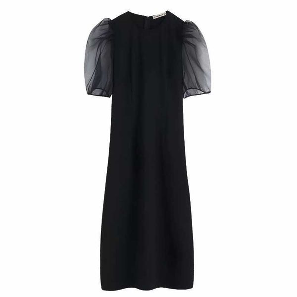 women transparent organza puff sleeve patchwork black midi dress female elegant back zipper split party vestidos dresses ds2846 210603, Black;gray
women transparent organza puff sleeve patchwork black midi dress female elegant back zipper split party vestidos dresses ds2846 210603, Black;gray