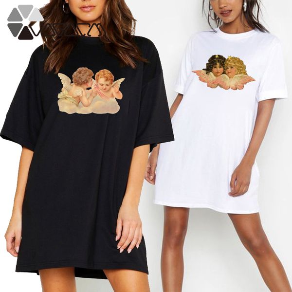 propcm plus size summer women dress t-shirt angel vogue print o neck short sleeve loose casual harajuku vintage tshirt mini dresses vestidos, Black;gray
propcm plus size summer women dress t-shirt angel vogue print o neck short sleeve loose casual harajuku vintage tshirt mini dresses vestidos, Black;gray