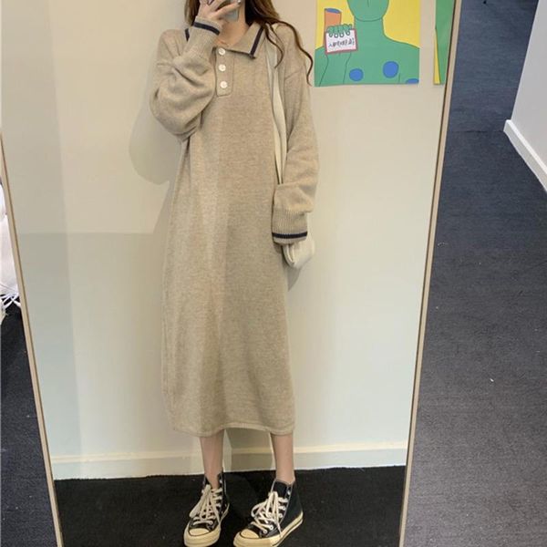 casual dresses dress korean women's clothing 2021 autumn solid color lapel long sleeve fashion loose knitted sweater, Black;gray
casual dresses dress korean women's clothing 2021 autumn solid color lapel long sleeve fashion loose knitted sweater, Black;gray