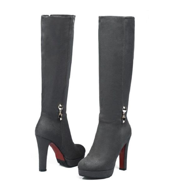 boots autumn winter women platform knee high round toe heels vintage ladies shoes metal decoration female long, Black
boots autumn winter women platform knee high round toe heels vintage ladies shoes metal decoration female long, Black