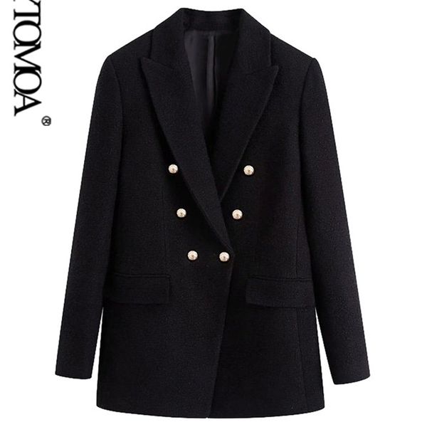 kpytomoa women fashion office wear double breasted tweed blazer coat vintage long sleeve pockets female outerwear chic 211104, White;black
kpytomoa women fashion office wear double breasted tweed blazer coat vintage long sleeve pockets female outerwear chic 211104, White;black