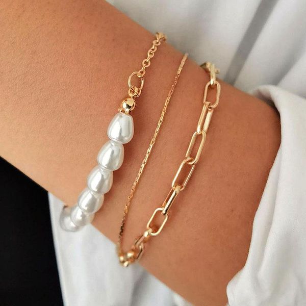 link, chain juorest 3pcs/set bracelets for women trendy simple summer pearl set casual punk party bead jewelry, Black
link, chain juorest 3pcs/set bracelets for women trendy simple summer pearl set casual punk party bead jewelry, Black