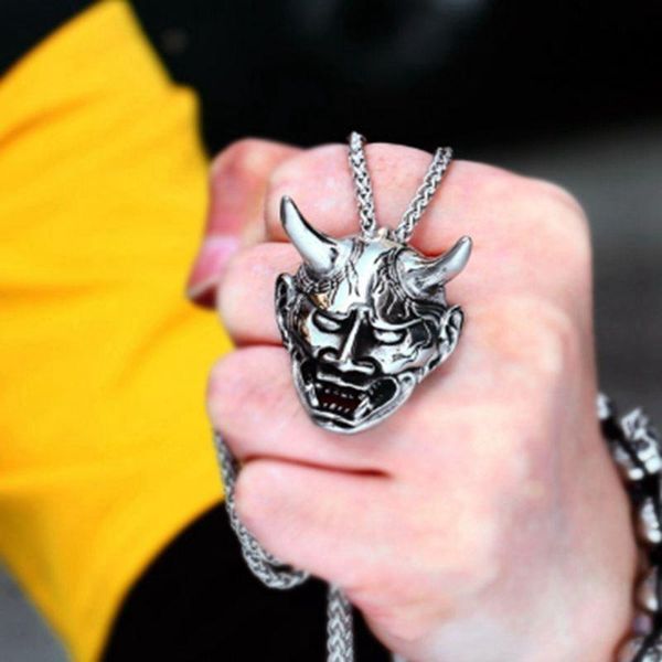 vintage stainless steel evil mask pendant necklace charm chain personality creative hell demon trend party necklaces, Silver
vintage stainless steel evil mask pendant necklace charm chain personality creative hell demon trend party necklaces, Silver