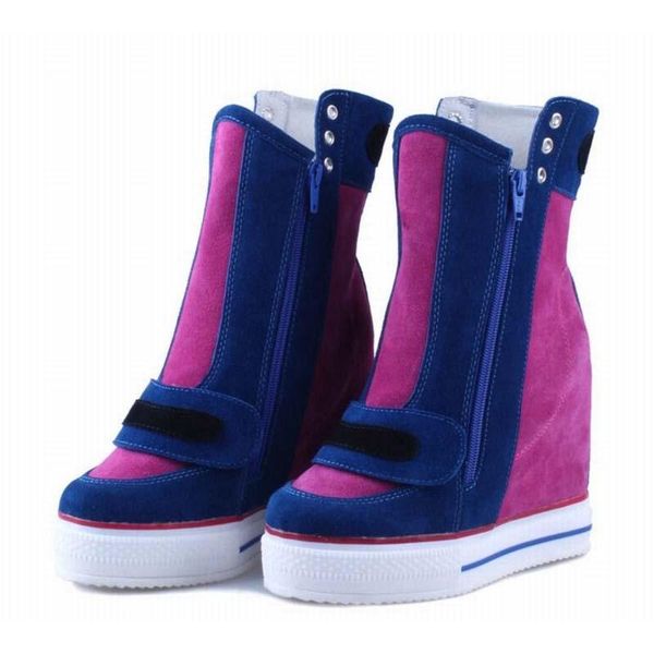 boots genuine leather suede patchwork height increasing casual shoes zapatillas deportivas mujer double zipper elevator ankle, Black
boots genuine leather suede patchwork height increasing casual shoes zapatillas deportivas mujer double zipper elevator ankle, Black