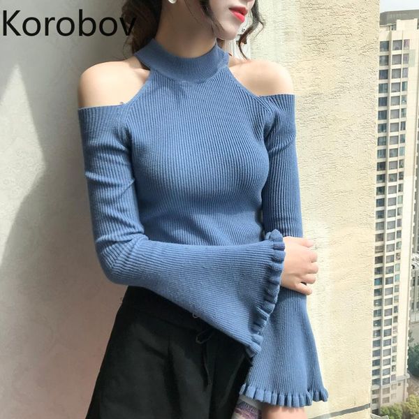women's sweaters korobov arrival sueter mujer women flare long sleeve half turtleneck slim jumper knitted off shoulder female 78260, White;black
women's sweaters korobov arrival sueter mujer women flare long sleeve half turtleneck slim jumper knitted off shoulder female 78260, White;black