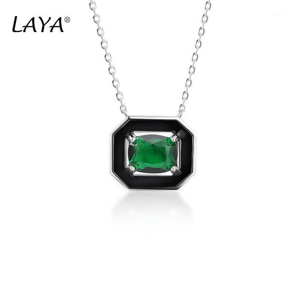 sterling silver fashion style synthetic green crystal black enamel necklace for women's wedding jewelry chains1
sterling silver fashion style synthetic green crystal black enamel necklace for women's wedding jewelry chains1