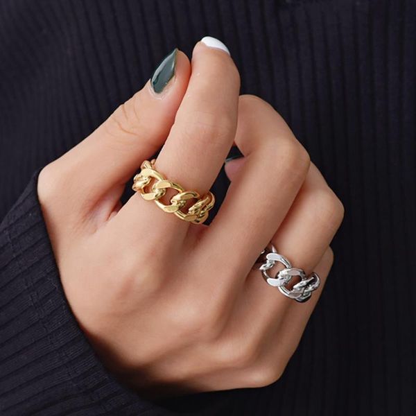 cluster rings punki gold silver color chunky link twisted geometric chain ring for women vintage open adjustable 2021 trendy, Golden;silver
cluster rings punki gold silver color chunky link twisted geometric chain ring for women vintage open adjustable 2021 trendy, Golden;silver