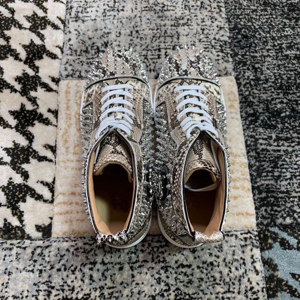 python leather high-sneakers ladies men's red sole casual shoes lace-up perfect luxury casual party banquet evening party dress shoes, Black
python leather high-sneakers ladies men's red sole casual shoes lace-up perfect luxury casual party banquet evening party dress shoes, Black