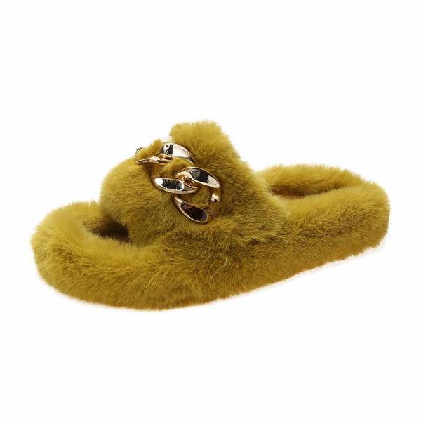 slippers fur slippers, gold chain plush designer fluffy flip-flops, women's home fashion warm, Black
slippers fur slippers, gold chain plush designer fluffy flip-flops, women's home fashion warm, Black