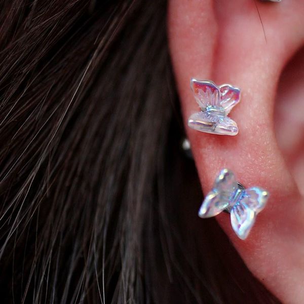stud 1pcs ins mini butterfly earrings for women girls acrylic rainbow titanium steel screw ear bone piercing mid earring, Golden;silver
stud 1pcs ins mini butterfly earrings for women girls acrylic rainbow titanium steel screw ear bone piercing mid earring, Golden;silver