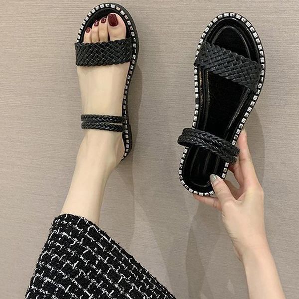 woman flat sandals weaving crystal non slip solid beach female shoes summer casual ladies footwear 2021 comfortable, Black
woman flat sandals weaving crystal non slip solid beach female shoes summer casual ladies footwear 2021 comfortable, Black