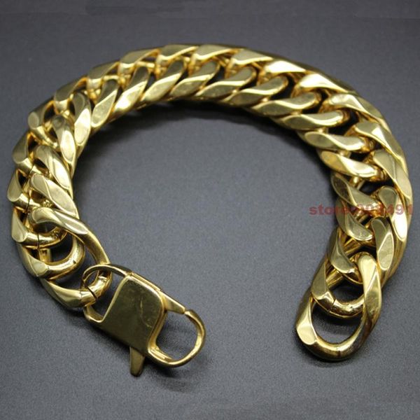 link, chain arrive mens gift jewelry gold stainless steel curb bracelet 13mm/16mm8.66", Black
link, chain arrive mens gift jewelry gold stainless steel curb bracelet 13mm/16mm8.66", Black