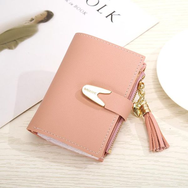 tassel short lady's wallet korean student buckle pure color card bag zero wallets for women ladies purse, White
tassel short lady's wallet korean student buckle pure color card bag zero wallets for women ladies purse, White