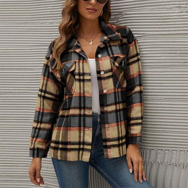 women's jackets winter shirt jacket for women plaid casual checkered coat female fashion turn down collar thick outerwear, Black;brown
women's jackets winter shirt jacket for women plaid casual checkered coat female fashion turn down collar thick outerwear, Black;brown