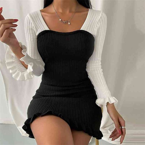 backless lace up ruffle slim dress women spring square neck contrast patchwork party es fashion long sleeve mini 210522, Black;gray
backless lace up ruffle slim dress women spring square neck contrast patchwork party es fashion long sleeve mini 210522, Black;gray