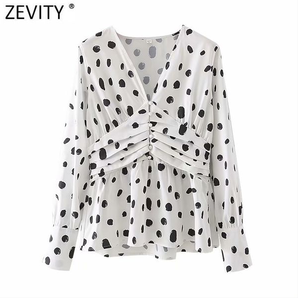 women fashion v neck dots print smock blouse retro modern lady wear waist press pleats shirt chic blusas ls7514 210420, White
women fashion v neck dots print smock blouse retro modern lady wear waist press pleats shirt chic blusas ls7514 210420, White