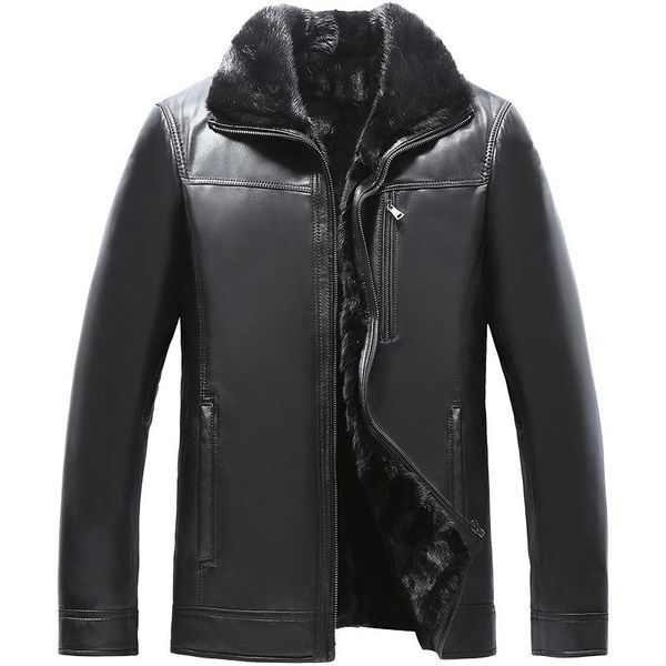 men's leather & faux genuine jacket autumn winter real liner sheepskin coat for men jackets kj1117, Black
men's leather & faux genuine jacket autumn winter real liner sheepskin coat for men jackets kj1117, Black