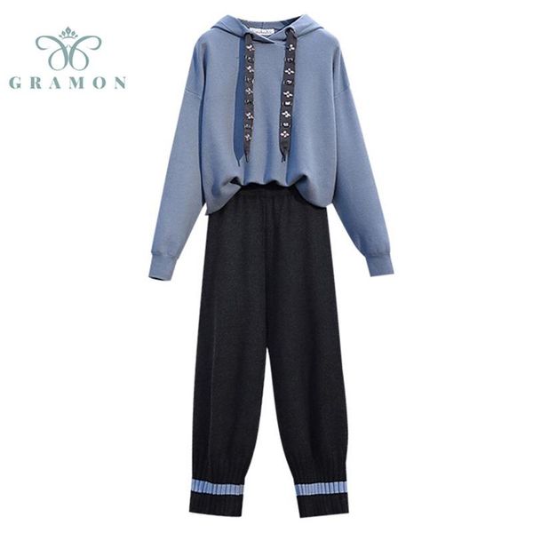 women's two piece pants plus size tracksuit women sets fashion knitted hoodies sweater + high waist harem sport outfits 2021 autumn sui, White
women's two piece pants plus size tracksuit women sets fashion knitted hoodies sweater + high waist harem sport outfits 2021 autumn sui, White