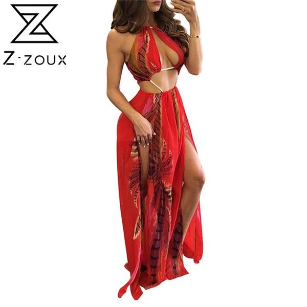 women dress printed bohemia long print floral maxi es halter hollow out split beach es summer 210513, Black;gray
women dress printed bohemia long print floral maxi es halter hollow out split beach es summer 210513, Black;gray
