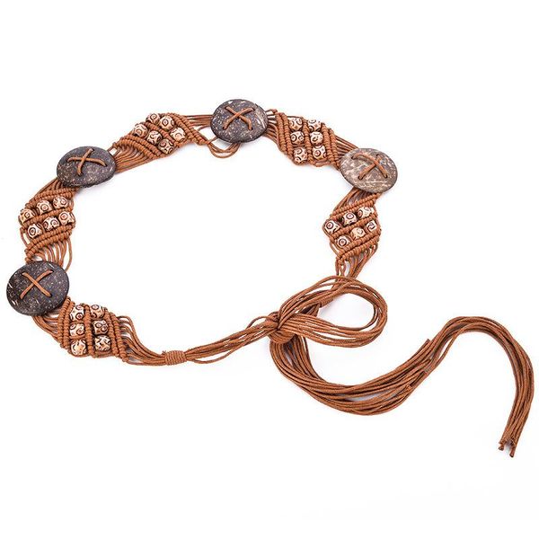 belts national style wax rope woven manual belt waist chain dress with coconut shell skirt, Black;brown
belts national style wax rope woven manual belt waist chain dress with coconut shell skirt, Black;brown