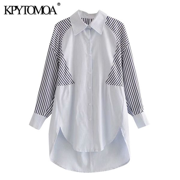 women fashion striped patchwork loose asymmetry blouses long sleeve button-up female shirts chic 210420, White
women fashion striped patchwork loose asymmetry blouses long sleeve button-up female shirts chic 210420, White