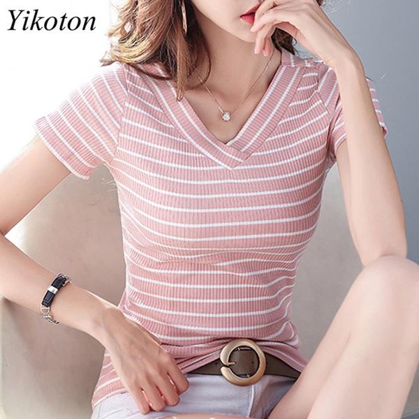 women's t-shirt cotton women short sleeve striped t shirts 2021 summer female clothes fashion tee ladies v-neck plus size 3xl blusas, White
women's t-shirt cotton women short sleeve striped t shirts 2021 summer female clothes fashion tee ladies v-neck plus size 3xl blusas, White